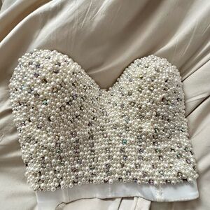 Pearl Embellished Bustier Top